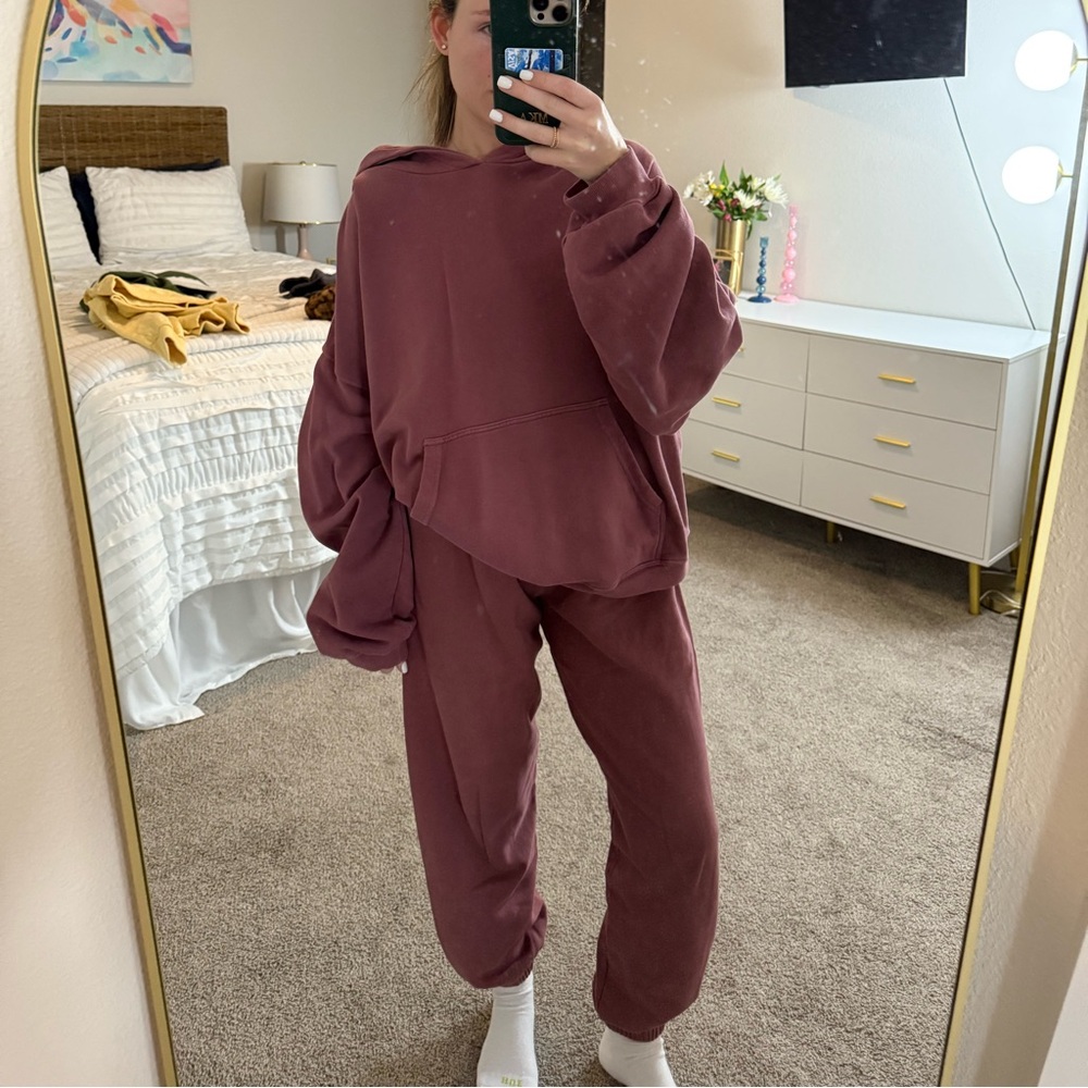 Daily Drills Mauve Oversized Hoodie & Sweatpants Set
